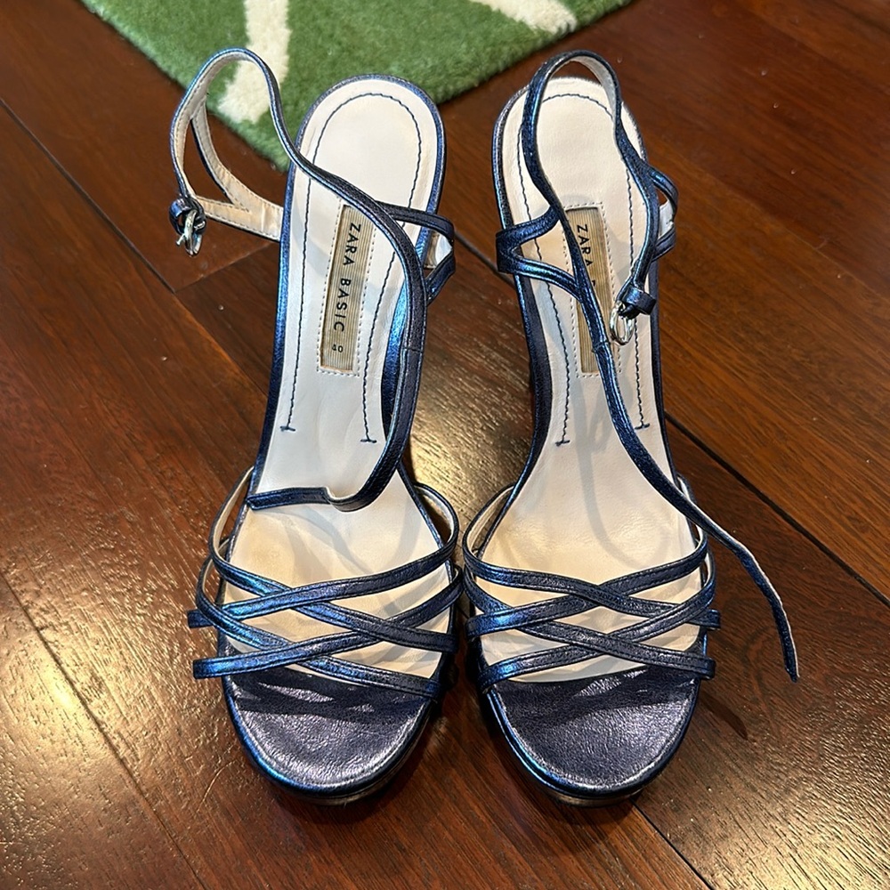 Zara metallic blue/ purple heels NWOT size 40